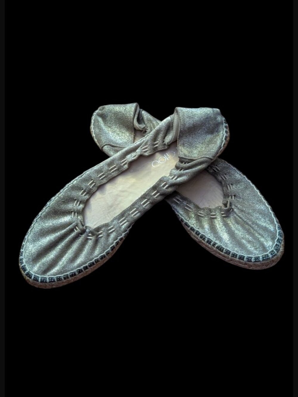 Jimmy Choo Deena Espadrilles Flat Metallic Gold Suede Size 39.5 Ballet Shoes